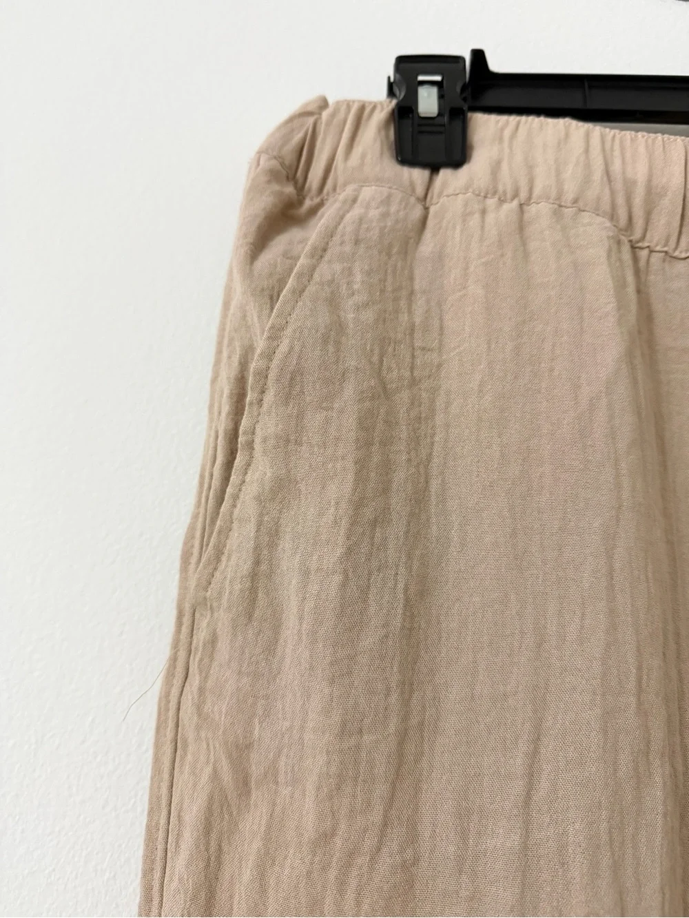 H&M Women's Drawstring Linen-Feel Joggers — Light Beige